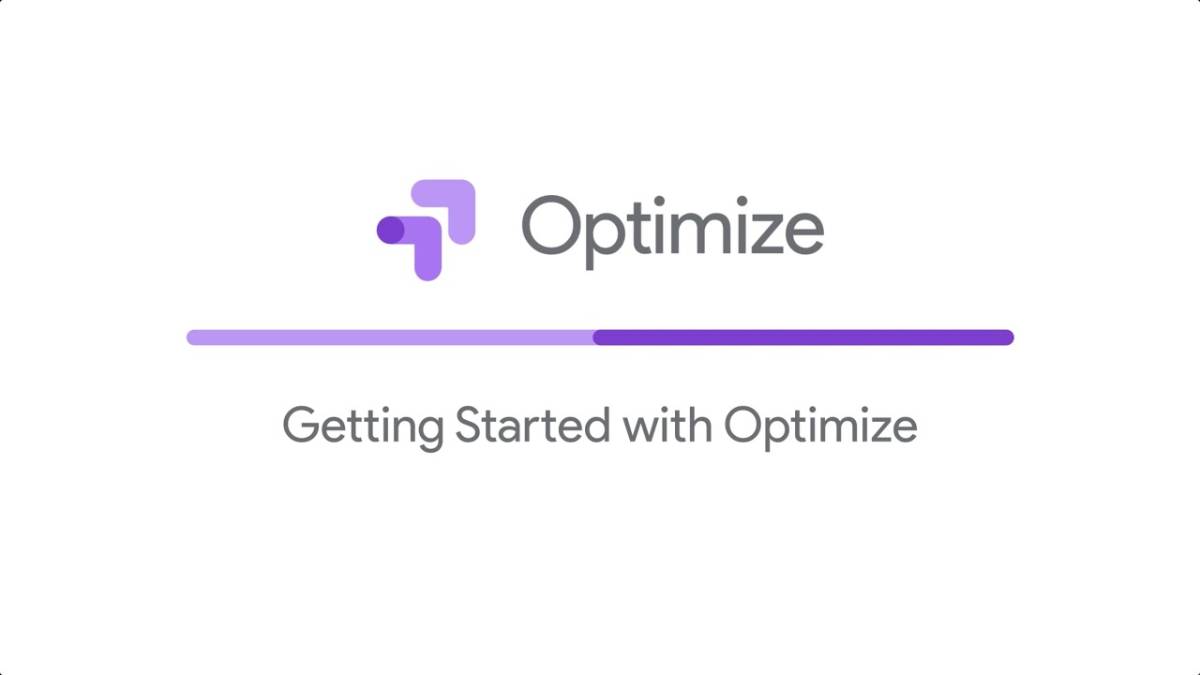 Text graphic featuring the word Optimize and the phrase Getting Started with Optimize, accompanied by a purple progress bar.